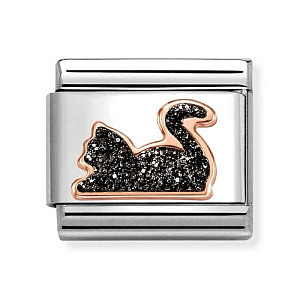 Rosegold Symbole, Katze, Glitzer schwarz