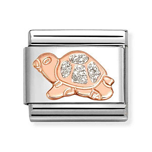 Rosegold Symbole, Schildkröte, Glitzer weiss
