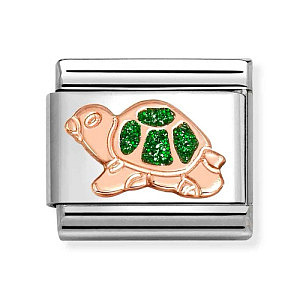 Rosegold Symbole, Schildkröte, Glitzer grün