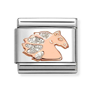 Rosegold Symbole, Einhorn, Glitzer weiss