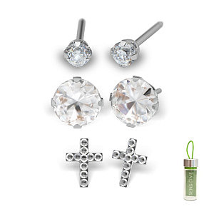 Fiona, Set mit 3 Paaren, Chirurgenstahl weiss