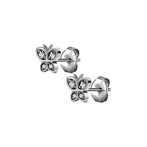 Schmetterling, Kristall weiss, 5.5 mm, Chirurgenstahl