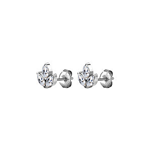 Marquise, 3 CZ weiss, 6 x 7 mm, Chirurgenstahl