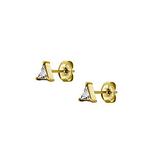 Triangel, CZ weiss, 4 mm, Chirurgenstahl vergoldet