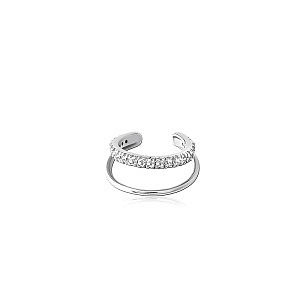 2 Ringe, Kristall weiss, Chirurgenstahl