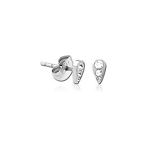 Goutte, Cristal blanc, 6 x 3 mm, Acier chirurgical