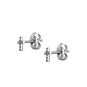 Kreuz, CZ weiss, 6 x 5 mm, Chirurgenstahl