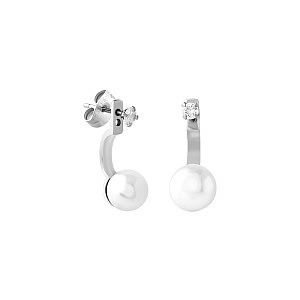 Perle, CZ weiss, Perle 8 mm, Länge 22 mm, Chirurgenstahl
