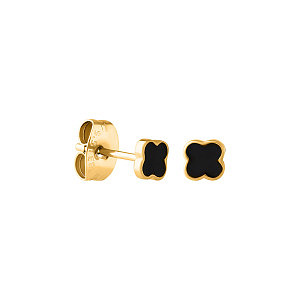 Blume, schwarz, 4 mm, Chirurgenstahl vergoldet
