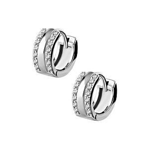 Kreole, 2 Reihen CZ weiss, 10 x 4 mm, Chirurgenstahl