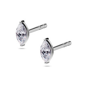 Marquise Oval, CZ weiss, 6 x 3 mm, Chirurgenstahl