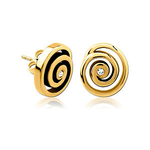 Spirale, Kristall weiss, 14 mm, Chirurgenstahl vergoldet
