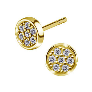 Pavé, CZ weiss, 6 mm, Chirurgenstahl vergoldet