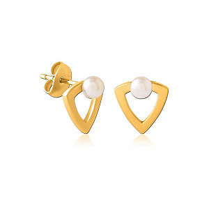 Triangel, Perle synthetisch, 11 mm, Chirurgenstahl vergoldet