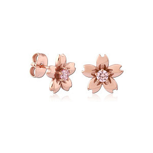 Blume, CZ rosa, 10 mm, Chirurgenstahl rosévergoldet