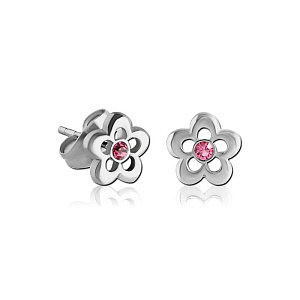 Blume, CZ rosa, 13 mm, Chirurgenstahl