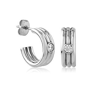 Kreole, CZ weiss, 15 x 6 mm, Chirurgenstahl