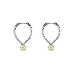 Kreole, Perle weiss, 19 x 12 mm, Chirurgenstahl