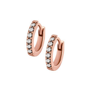 Kreole, 1 Reihe CZ weiss, 10 x 2 mm, Chirurgenstahl rosévergoldet