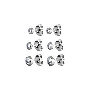 Trio Set: Bezel, Kristall weiss, 4, 5 und 6 mm, Chirurgenstahl