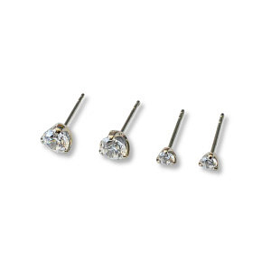 Duo Set: Tiffany Cubic Zirconia weiss, 3 und 5 mm, Chirurgenstahl