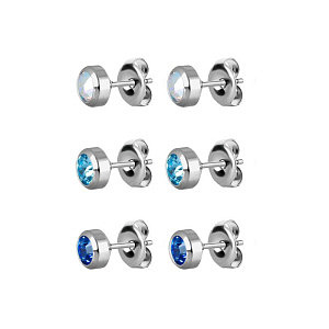 Trio Set: Bezel, Kristall AB, Aquamarin und Saphir, 5 mm, Chirurgenstahl
