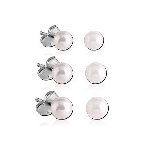 Trio Set: Perle synthetisch, 4, 5 und 6 mm, Chirurgenstahl