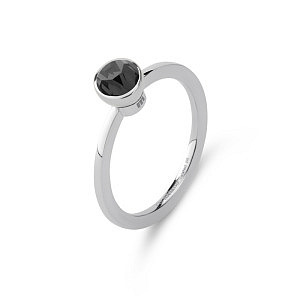TWISTED Set, PETITE / BASIC CZ, Transparant Black, Ring 2 mm, Stein 6 mm