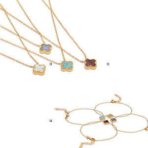 FRIENDS Set, JUNIPER & LARISSA, 8 Armbänder und 8 Halsketten, weiss und vergoldet