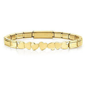 Trendsetter Bracelet, Cœur, ZC blanc, 18 cm, plaqué or