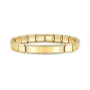 Trendsetter New York Bracciale, Targhetta: liscia, CZ bianco, 18 cm, placcato oro