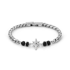 Atlante Bracciale, Rosa dei Venti, Agata nera, 23 cm