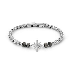 Atlante Bracelet, Rose des Vents, Jasper gris, 23 cm