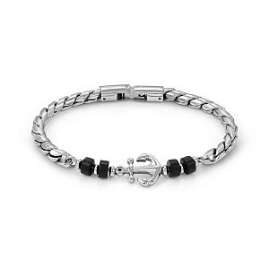 Atlante Bracelet, Ancre, Agate noir, 23 cm