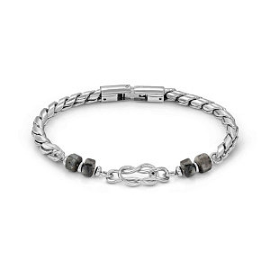 Atlante Bracciale, Nodo, Jasper grigio, 23 cm