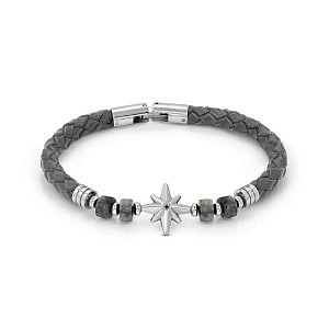 Atlante Bracciale, Rosa dei Venti, Jasper grigio, 23 cm, Grigio