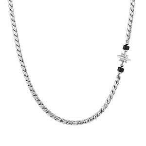 Atlante Collana, Rosa dei Venti, Agata nera, 60 cm