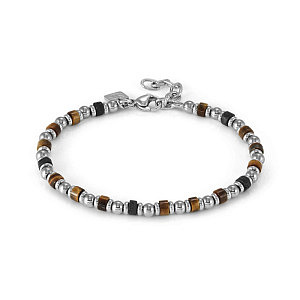 Instinctstyle Sea Bracciale, Occhio di trigre e Pietra lavica, 21 cm