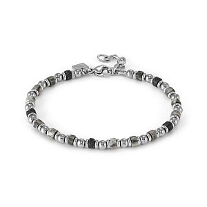 Instinctstyle Sea Armband, Labradorite grau und Lavastein, 21 cm
