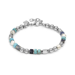 Instinctstyle Sea Bracciale, Turchese, Sodalite, Turchese bianco, 22 cm