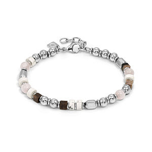 Instinctstyle Sea Armband, Quartz, Rhodochrosite und Türkis weiss, 22 cm
