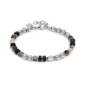 Instinctstyle Sea Bracelet, Œil de tigre, Onyx et Labradorite, 22 cm