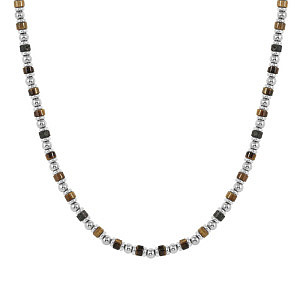 Instinctstyle Sea Collana, Occhio di trigre e Pietra lavica, 60 cm