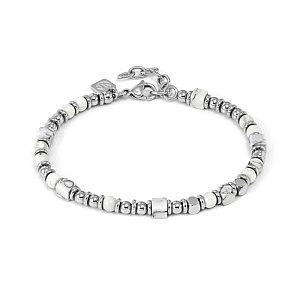 Instinctstyle Infinity Bracciale, Howlite bianco, 21 cm