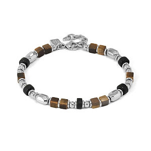 Instinctstyle Infinity Armband, Tigerauge und Achat schwarz, 22 cm