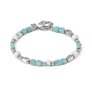 Instinctstyle Infinity Armband, Türkis und Howlith weiss, 22 cm