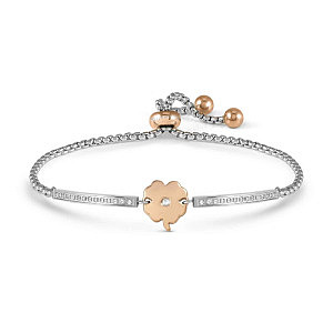 Milleluci Refined Armband, Kleeblatt, CZ weiss, 19 cm, rosévergoldet