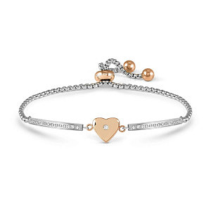 Milleluci Refined Bracciale, Cuore, CZ bianco, 19 cm, placcato oro rosa