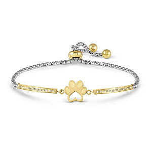 Milleluci Refined Armband, Hundepfote, CZ weiss, 19 cm, vergoldet
