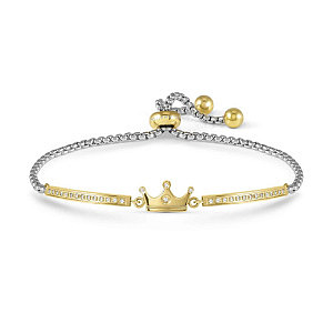 Milleluci Refined Bracciale, Corona, CZ bianco, 19 cm, placcato oro
